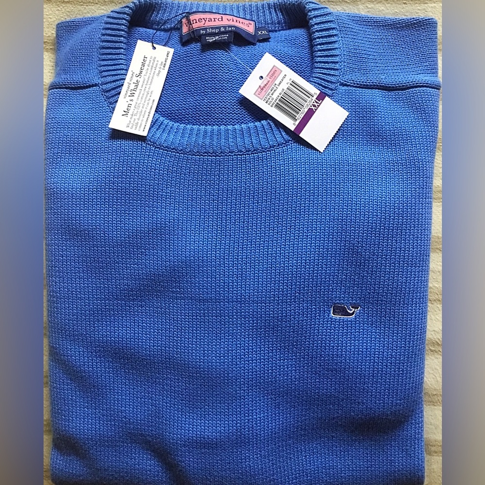 Vineyard Vines Men's Vibrant Blue Crewneck Saddle Sweater
